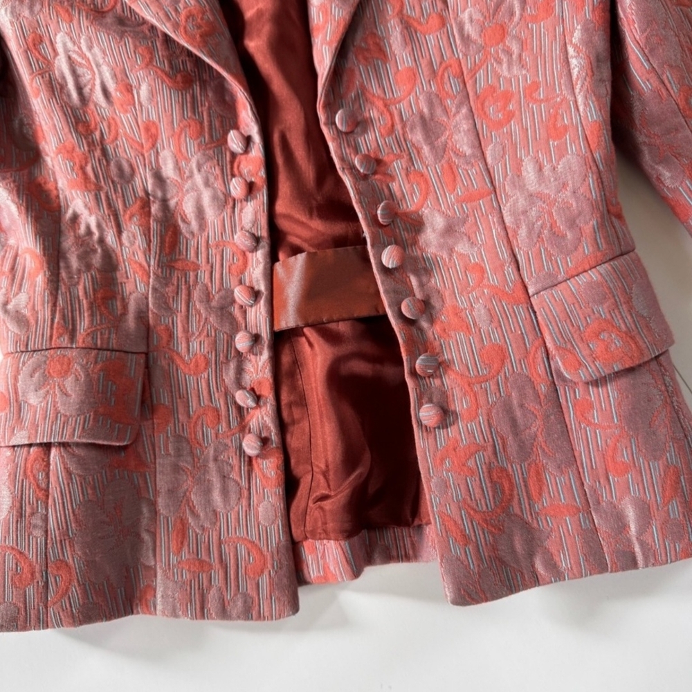 MNG Pink/Rust Ice Blue Blazer with Notched Lapel and Structured Shoulders - Picture 2 of 13